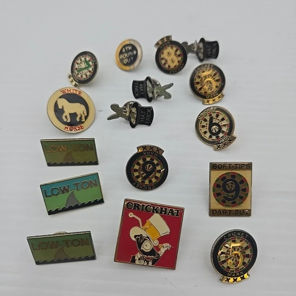 Vintage Crickhat‎ Dart Throwing Lapel Hat Pin Lot Of 15